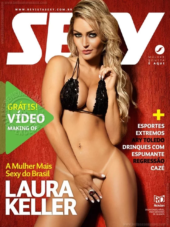 Laura Keller posando toda gostosa para a revista sexy.